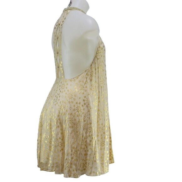 KIMCHI BLUE Women's Gold Star Halter Mini Rayon Dress Size M - Picture 2 of 10